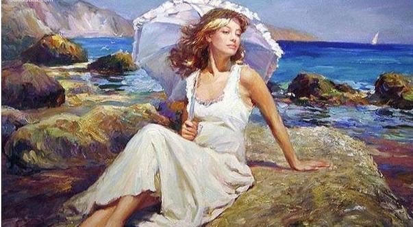 温婉的油画：那个温柔的女孩